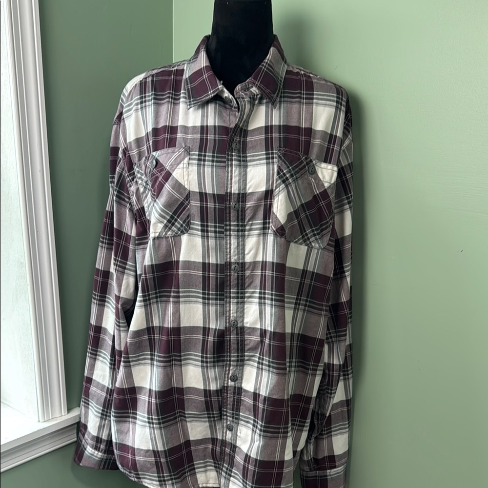Converse one star burgundy plaid button-down, XL